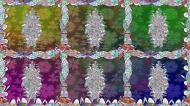 Yeşil renkli çiçekler. Çiçekle kusursuz desen. Renkli Bahar Temalı Kusursuz Arkaplan. Düz Çiçek Elementleri Tasarımı.