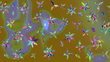 Raster deseni. Sanat, çiçeklere ilham verir ve arka plan bırakır. Kahverengi el çizimi. Karalama çiçekleri çizim deseni.