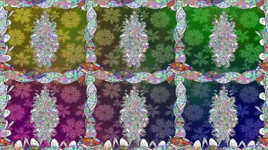 Halk tarzı. Moda baskıları için zarif bir şablon. Modern çiçek arkaplanı. Parlak renkli çiçekleri ve yeşil yaprakları olan, kusursuz çiçek desenleri..