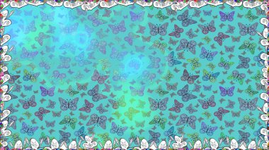 Moda Kumaşı Tasarımı. Kelebekli kusursuz soyut çiçek arkaplanı. Çizim, karalama, karalama. Sonsuz. Raster..