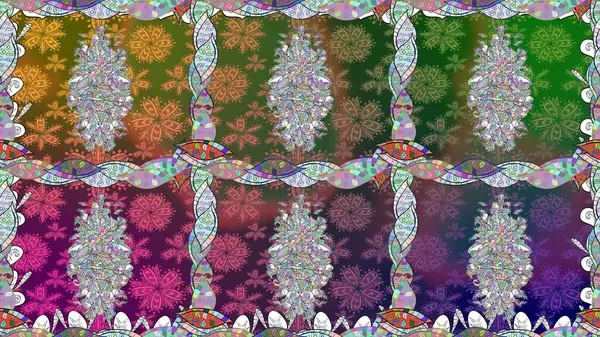 Küçük çiçekli basit, dikişsiz desen. Moda baskısı, albüm, ambalaj kağıdı ve duvar kağıdı için zarif dekoratif süslemeler. Raster illüstrasyonu. Yeşil renkte şirin çiçekler..