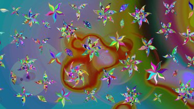 Halk tarzı. Parlak renkli çiçekleri ve mavi yaprakları olan harika bir çiçek deseni. Modern çiçek arkaplanı. Moda baskıları için zarif bir şablon.