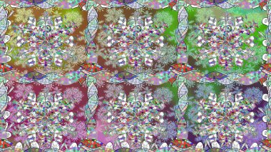 Tarafsız el çizimi desen. Sanat, inspineutral stil çiçekler ve arka plan bırakır. Karalama çiçekleri kusursuz desen. Raster deseni.