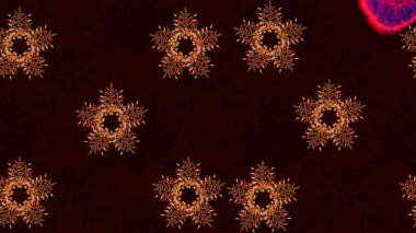 Kar taneleri tasarımı. Son moda kar taneleri ve elementler onun kartlarını gösteriyor. Retro stil dokusu, şablon kış elementleri. Modern tasarım posteri, kapak, siyah, kahverengi ve kırmızı renkli kart tasarımı.