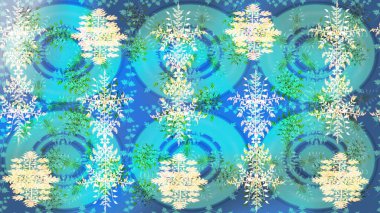 Basit bir kar tanesi. Kışın sembolü, mutlu noeller, mutlu yeni yıl kutlaması Raster illüstrasyonu. Mavi, nötr ve yeşil renklerde şirin kar taneleri. Soyut duvar kağıdı, ambalaj dekorasyonu.