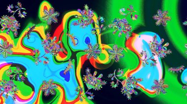 Yeşil renkli kar taneleri. Raster illüstrasyonu. Yılbaşı Biçimi.