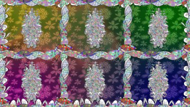 Hediye ambalaj kağıdı, tebrik kartları, posterler ve pankart tasarımı. Raster düz çiçekleri pürüzsüz desen. Yeşil renkte çiçekler.