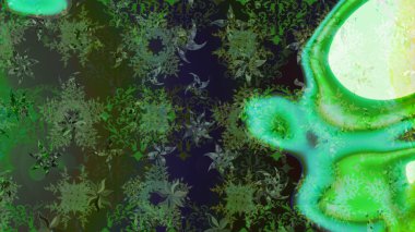 Düz kar karalama ikonları, kar taneleri yeşil ve gri renkli siluetler noel afişi için, kartlar. Yeni yıl kar tanesi. Güzel soyut kar taneleri raster tasarımı..