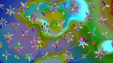 Çiçekler, dallar, bitkiler ve çiçekler. Güzel kumaş deseni. Raster illüstrasyonu. El çizimi.