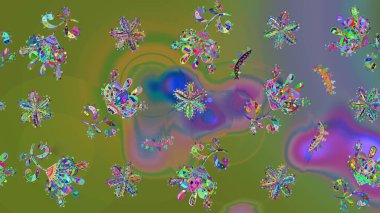 Şirin çiçekli kusursuz desen ve yeşil renkli yapraklar, suluboya çiçek deseni, duvar kağıdı, kart ya da kumaş için fayanslı. Raster illüstrasyonu.