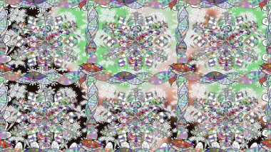 Tarafsız renklerde çiçekler. Renkli Yaz Temalı Kusursuz Arkaplan. Sevimli çiçek raster deseni. Düz Çiçek Elementleri Tasarımı.