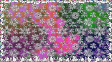 Düz Çiçek Elementleri Tasarımı. Renkli Bahar Temalı Kusursuz Arkaplan. Çiçekli, kusursuz bir arkaplan. Çocuk stili.