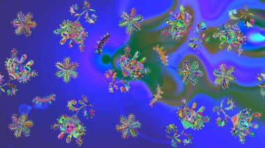 Çiçek desenli raster, mavi çizgi grafik desenli soyut raster arkaplan. Modern stil dokusu.