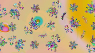 Kar tanesi süs desen. Kar taneleri arka plan. Snowflakes desen. Raster resim. Düz çizmek özgeçmişlerine izole soyut kar taneleri ile.