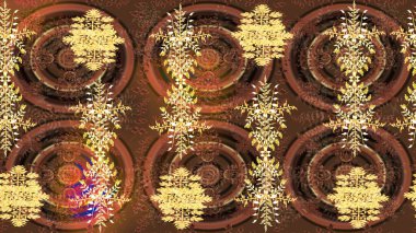 Raster illüstrasyonu. Renkli arka planda izole tatlı kar taneleri. Soyut mandala ya da tuhaf kar tanesi çizgisi sanat tasarımı.