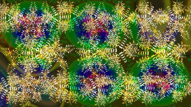 Kar Tanesi Mozaik ikonu. Yeşil, gri ve kahverengi siluet kar tanesi işareti. Düz dizayn. Sembol kışı, donmuş, Noel, yeni yıl tatili. Grafiksel element dekorasyonu. Raster illüstrasyonu.