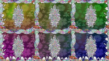 Renkli çiçekler. Raster illüstrasyonunda kusursuz çiçek deseni.