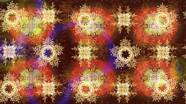 Raster illüstrasyonu. Raster kahverengi ve turuncu kar tanelerinden izole edilmiş. Güzel bir kış süsü. Kar taneleri koleksiyonu.