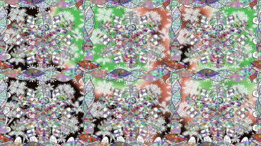 Raster illüstrasyonu. Tarafsız renklerde güzel bir tekstil. Çiçeklerle suluboya desenleri.