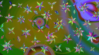 Çizgi çizimi kalıbı. Raster Moda kumaş deseni. Şirin çiçekler..