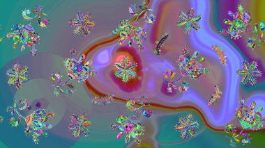 Robot resim tarzı mavi renkler. Şirin karalamalı çiçek desenli çizim. El yapımı çiçek ve bitki koleksiyonu. Raster illüstrasyonu. Raster illüstrasyonu.