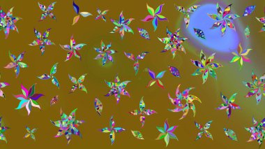 Suluboya tarzında kahverengi renkte. Küçük çiçekli yay deseni çiz. Raster illüstrasyonu.