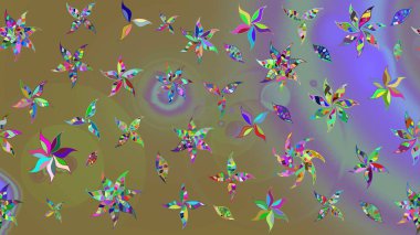 Düz Çiçek Elementleri Tasarımı. Raster güzel kumaş deseni çiziyor. Çiçek deseni. Renkli Bahar Teması çizim şablonu.