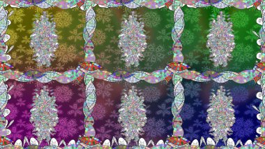 Çiçeksiz desenli nakış işlemeli gelincikler ve vadideki zambaklar. Tekstil tasarımı için yeşil renkli geleneksel halk çiçekleri buketi.