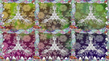 Düz çiçek öğeleri tasarım. Raster. Bahar Tema Dikişsiz desen arka plan rengi.