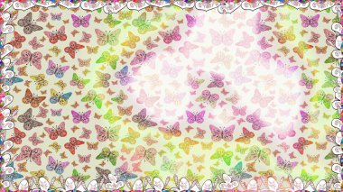 Kumaş, tekstil, baskı ve davetiye için arka plan. Suluboya soyut parlak desenli kelebek kanatları, retro renkler. Tarafsız, bej ve gri renkli resimler.