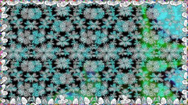 Raster illüstrasyonunda kusursuz çiçek deseni. Mavi renkli çiçekler. Renkli Yaz Temalı Kusursuz Arkaplan. Düz Çiçek Elementleri Tasarımı.