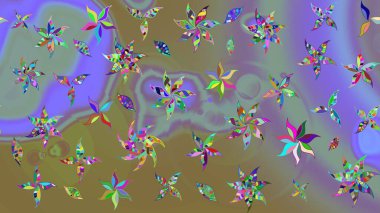 Kumaş, tekstil, duvar kağıdı baskısı için. Eski usul. Eskiz geçmişi. Renkli desenli eskiz deseni nötr çiçekler ve dekoratif elementlerle. Raster illüstrasyonu.