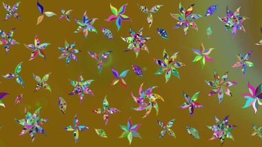 Kahverengi renkli etnik çiçeklerin olduğu zarif bir eskiz modeli. Raster Çiçek İllüstrasyon Şirin Tekstil.