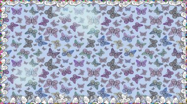 Children butterfly seamless pattern. Beautiful colorful butterflies on a neutral and gray background. Raster fashion butterflies wallpaper for child. clipart