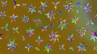 Kahverengi renkli etnik çiçeklerin olduğu zarif bir eskiz modeli. Raster Çiçek İllüstrasyon Şirin Tekstil.