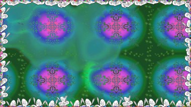 Raster illüstrasyonunda kusursuz çiçek deseni. Suluboya tarzında yeşil renkte çiçekler.