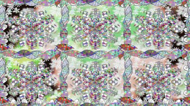 Tarafsız renklerde parlak çiçekli halı ile kusursuz desen.