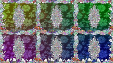 Çiçek ve yapraklı karalama şeklinde Raster çiçek deseni. Yumuşak, yeşil renkli bahar çiçekleri. Raster illüstrasyonu.