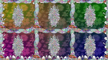 Sabıka fotoğraflarında, bebek kıyafetlerinde, duvar kâğıtlarında, paket kutularında falan kullanılabilir. Raster. Zarif, parlak ve kusursuz yeşil çiçek deseni tasarımı.