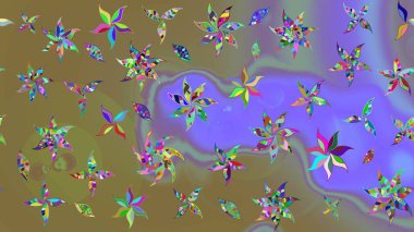 Raster illüstrasyonu. Küçük çaplı çiçeklerdeki basit şirin desenler. Tekstil veya kitap kapakları, imalat, duvar kağıtları, baskı, hediye paketi ve yapıştırma kitabı için çiçek eskiz geçmişi.