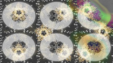 Raster illüstrasyonu. Yaprak ve çiçeklerin suluboya resimleri, gri renklerde pürüzsüz desenler. Gri renkte bahar çiçekleri..