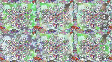 Raster illüstrasyonunda kusursuz çiçek deseni. Güzel kumaş deseni. Renkli Bahar Temalı Kusursuz Arkaplan. Düz Çiçek Elementleri Tasarımı.