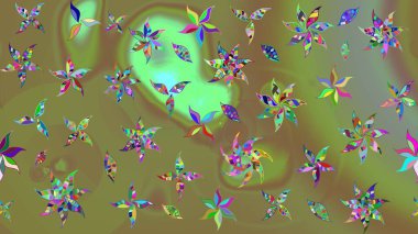 Asya tekstil tarzında. Çiçek desenli çizim. Renkli Bahar Teması eskiz kalıbı. Düz Çiçek Elementleri Tasarımı. Raster illüstrasyonu. Tarafsız renklerde çiçekler.