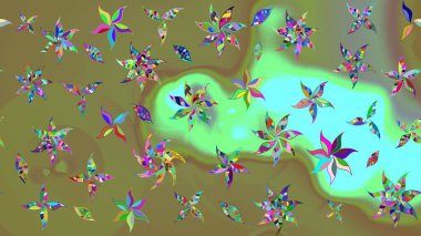 Çiçeksel çizim kalıbının yansıması. Tarafsız renklerde vadinin çiçekleri.