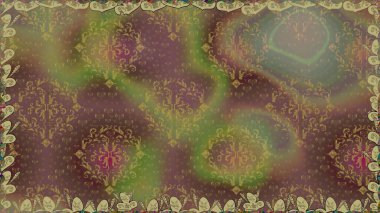 Renkli Bahar Temalı Kusursuz Arkaplan. Raster Modaya uygun kumaş deseni. Düz Çiçek Elementleri Tasarımı. Kahverengi renkli şirin çiçek deseni.