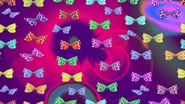 Raster illustration. Background for fabric, textile, print and invitation. Beautiful color butterflies on a purple colors. Sketch pattern. clipart