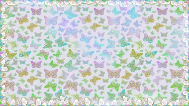 Kusursuz desen. Kağıt, kumaş ve ambalaj için uygun. Kelebekler gri ve tarafsız şirin bir altyapıda. Raster..
