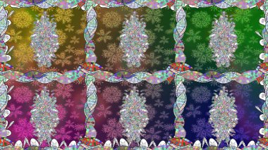 Kızılderili desenli desenli desenli şal deseni. Etnik Mandala süsü. Raster Henna dövme stili. Tekstil, tebrik kartı, boyama kitabı, telefon kılıfı baskısı için kullanılabilir.