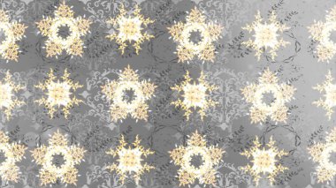 Kar taneleri radyal gri ve nötr renkler oluşturur. Renkli arka planda güzel kar taneleri. Raster illüstrasyonu..