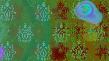 Yumuşak, yeşil renkli bahar çiçekleri. Çiçek ve yapraklı karalama şeklinde Raster çiçek deseni. Raster illüstrasyonu.